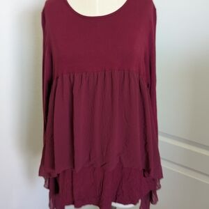 Cha Cha Vente Deep Red Tunic Top
